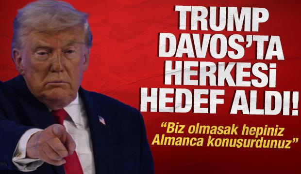 Trump'tan Davos'ta olay yaratan s&ouml;zler: Biz olmasak hepiniz Almanca konuşurdunuz