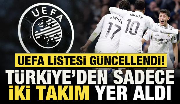 UEFA listesi g&uuml;ncellendi: T&uuml;rkiye&rsquo;den sadece iki takım yer aldı