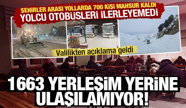Yolcu otob&uuml;sleri ilerleyemedi, 700 kişi kara yollarında mahsur kaldı! İşte son durum...