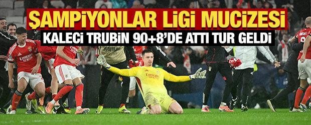 Benfica'dan tarihi galibiyet: 90+8'de kaleci Trubin'in gol&uuml;yle turu ge&ccedil;tiler