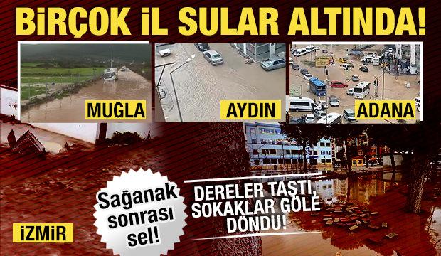 Sağanak yağış sonrası sokaklar g&ouml;le d&ouml;nd&uuml;, evleri su bastı! Bir&ccedil;ok ilden sel manzarası!