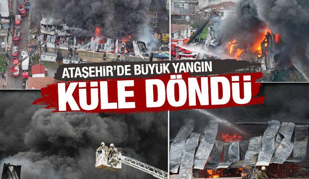 SON DAKİKA... Ataşehir'de iş yerinde korkutan yangın: Saatler i&ccedil;inde k&uuml;le d&ouml;nd&uuml;