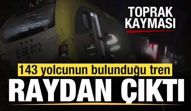 Toprak kaydı, yolcu treni raydan &ccedil;ıktı