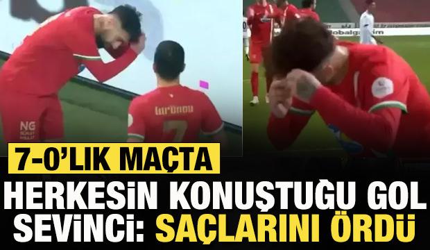 Amedspor'un 7-0 yendiği ma&ccedil;ta olay gol sevinci! Sa&ccedil;larını &ouml;rd&uuml;, g&ouml;zler TFF'ye &ccedil;evrildi