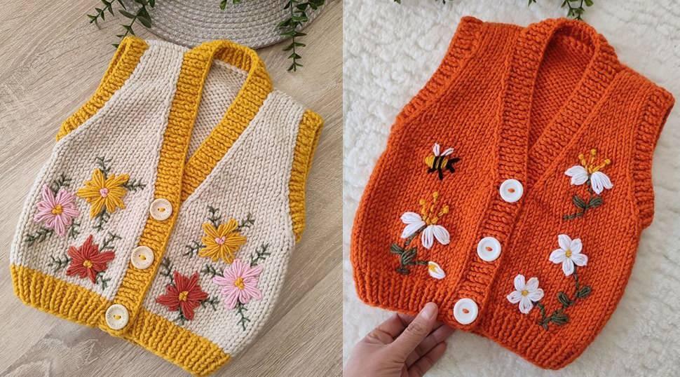 Bebeklere yapılacak en g&uuml;zel &ouml;rg&uuml; yelek modelleri