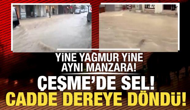 İzmir'de her yağmur sonrası aynı manzara: Cadde dereye d&ouml;nd&uuml;