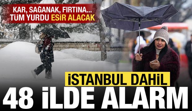  Meteoroloji'den kar, sağanak ve fırtına uyarısı! İstanbul dahil 48 ilde alarm verildi