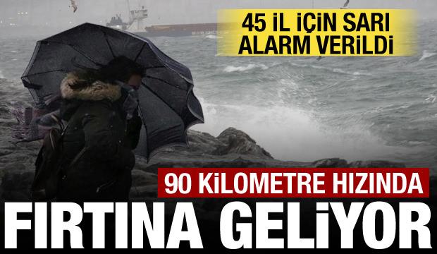 Fırtına ve yağış kapıda! Meteoroloji 45 ilde sarı alarm verdi: Hızı 90 kilometreyi bulacak