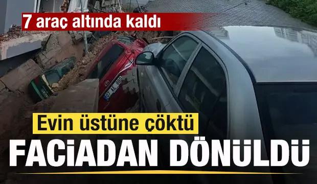 İzmir&rsquo;de toprak kayması; 2 bina ve 7 ara&ccedil; zarar g&ouml;rd&uuml;