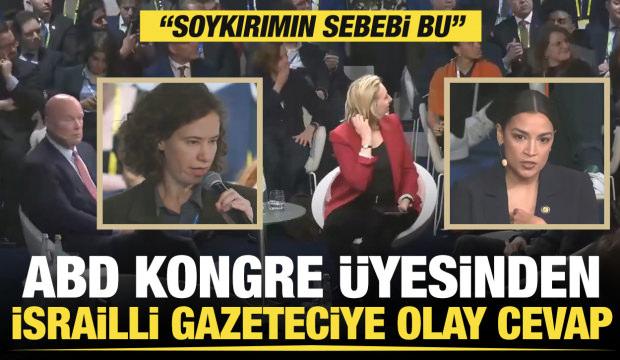 ABD Kongre &uuml;yesi Cortez'den İsrailli gazeteciye olay cevap: Soykırımın sebebi bu!