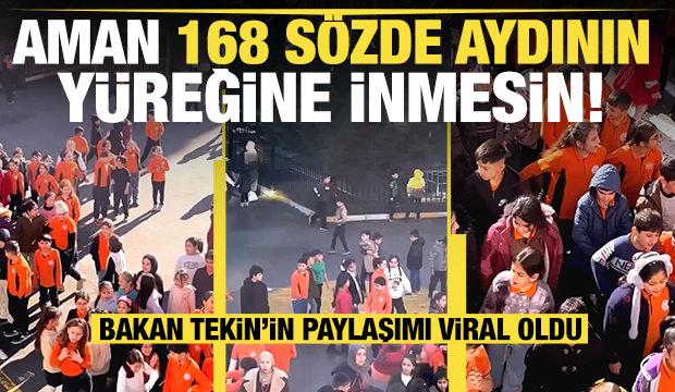 Bakan Tekin paylaştı, beğeni yağdı: Okul bah&ccedil;esinde "ey sevgili" coşkusu