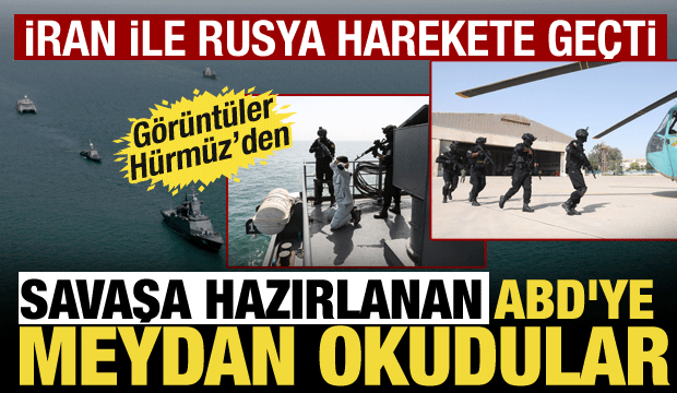İran ile Rusya'dan H&uuml;rm&uuml;z'de g&ouml;vde g&ouml;sterisi! ABD'ye b&ouml;yle meydan okudular