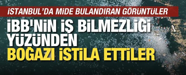 İstanbul Boğazı'na yakışmayan g&ouml;r&uuml;nt&uuml;: Deniz kirliliğiyle aniden ortaya &ccedil;ıktılar