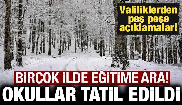 Bir&ccedil;ok ilimizde eğitime kar yağışı engeli: Okullar tatil edildi!