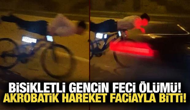 Bisikletli gen&ccedil; otoyolda feci şekilde can verdi! O anlar kamerada