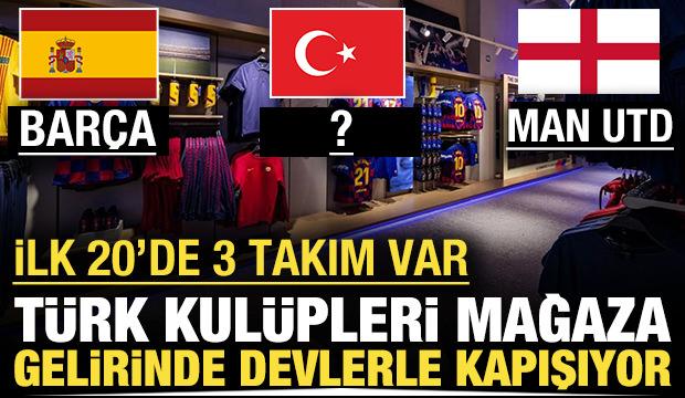 T&uuml;rk kul&uuml;pleri mağaza gelirlerinde devlerle kapışıyor: İlk 20'de 3 takım