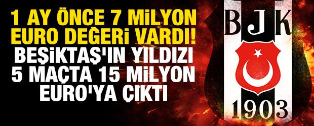 1 ay &ouml;nce 7 milyon Euro değeri vardı! Beşiktaş'ın yıldızı 5 ma&ccedil;ta 15 milyon Euro'ya &ccedil;ıktı