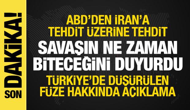 T&uuml;rkiye'de f&uuml;ze d&uuml;ş&uuml;r&uuml;ld&uuml;! ABD'den a&ccedil;ıklama! İran savaşın ne zaman biteceğini de a&ccedil;ıkladı