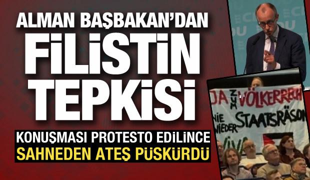 Alman Başbakan'dan Filistin pankartına tepki: Biz İsrail'in yanındayız!