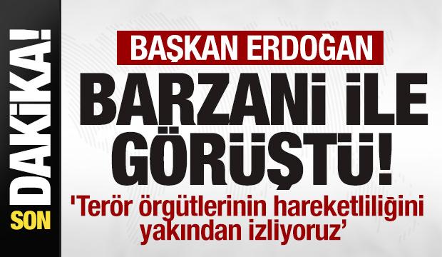 Başkan Erdoğan Barzani ile g&ouml;r&uuml;şt&uuml;! 'Ter&ouml;r &ouml;rg&uuml;tlerinin hareketliliği yakından izleniyor'