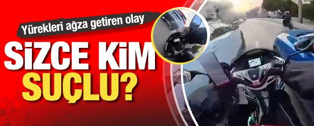 Bursa'da iki ara&ccedil; arasından ge&ccedil;mek isteyen kurye kaza yaptı