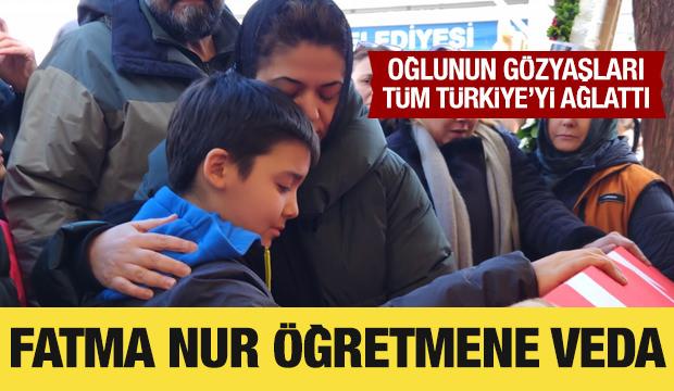 Fatma Nur &ouml;ğretmene veda: Oğlu tabutuna sarılıp ağladı