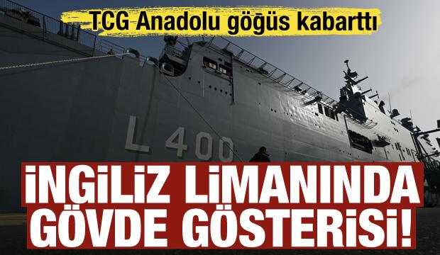 İngiliz limanında g&ouml;vde g&ouml;sterisi! Yedi d&uuml;vel hayran kaldı: TCG Anadolu g&ouml;ğ&uuml;s kabarttı