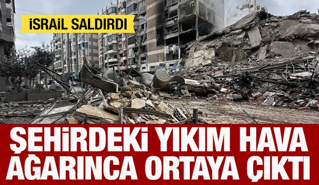 İsrail Beyrut'a saldırdı: Şehirdeki yıkım hava ağarınca ortaya &ccedil;ıktı
