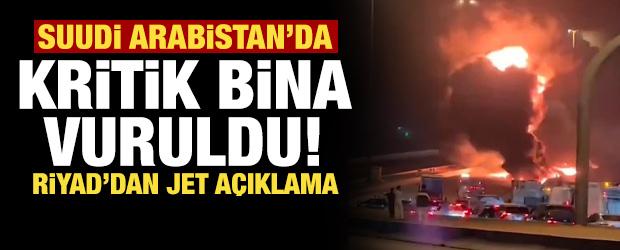Suudi Arabistan'da kritik bina vuruldu! Riyad'dan jet a&ccedil;ıklama geldi...