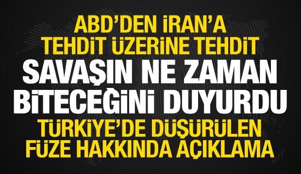 T&uuml;rkiye'de f&uuml;ze d&uuml;ş&uuml;r&uuml;ld&uuml;! ABD'den a&ccedil;ıklama! İran savaşın ne zaman biteceğini de a&ccedil;ıkladı