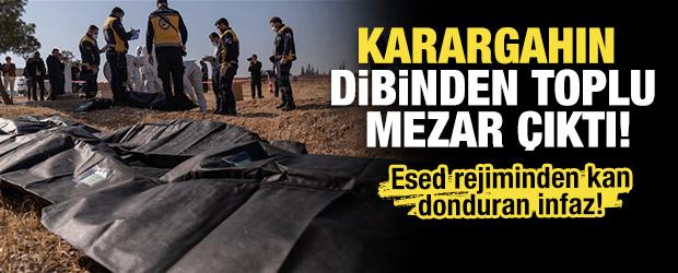 Esed rejiminden kan donduran infaz! Karargahın dibinden toplu mezar &ccedil;ıktı!