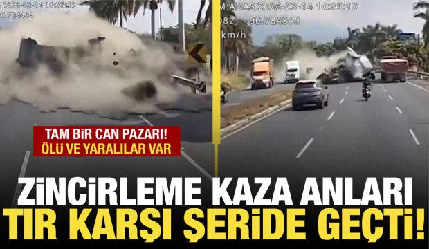 Guatemala'da feci kaza! Karşı şeride ge&ccedil;en tır ara&ccedil;ları bi&ccedil;ti, 3 &ouml;l&uuml;
