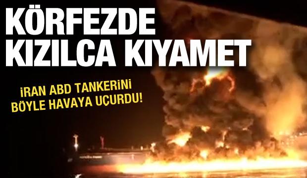 İran k&ouml;rfezde ABD gemisini vurduğu anları paylaştı