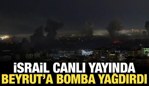 İsrail canlı yayında Beyrut'a bomba yağdırdı
