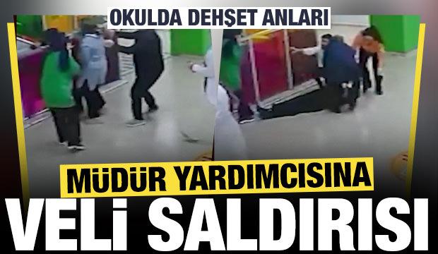 Okulda dehşet anları: M&uuml;d&uuml;r yardımcısına veli saldırısı
