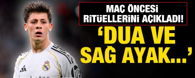 Arda G&uuml;ler ma&ccedil; &ouml;ncesi rit&uuml;ellerini a&ccedil;ıkladı! Dua ve sağ ayak detayı dikkat &ccedil;ekti