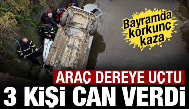 Giresun'da korkun&ccedil; kaza! Ara&ccedil; dereye yuvarlandı: 3 &ouml;l&uuml;, 2 yaralı
