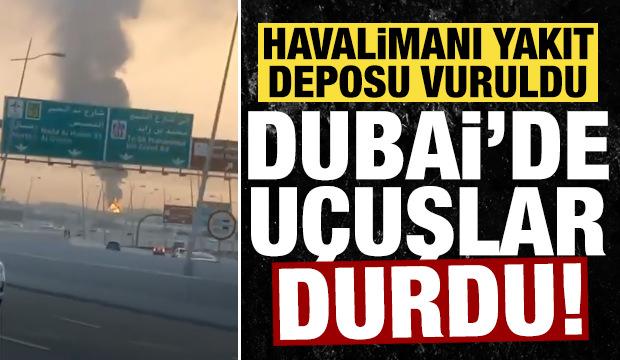 İran, Dubai Havalimanı'ndaki yakıt deposunu vurdu, t&uuml;m u&ccedil;uşlar durdu!