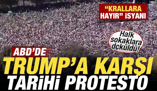 ABD halkı sokaklara d&ouml;k&uuml;ld&uuml;! "Krallara hayır" isyanı: Trump'a karşı tarihi protesto