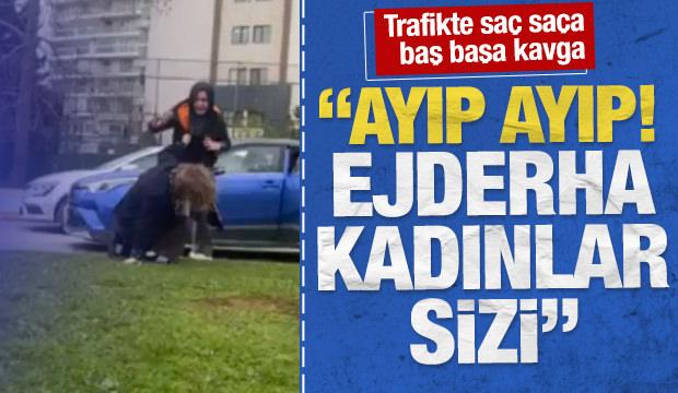 Birbirini yerde s&uuml;r&uuml;kleyen kadınların kavgası: &lsquo;Ayıp, ejderha kadınlar sizi&rsquo;