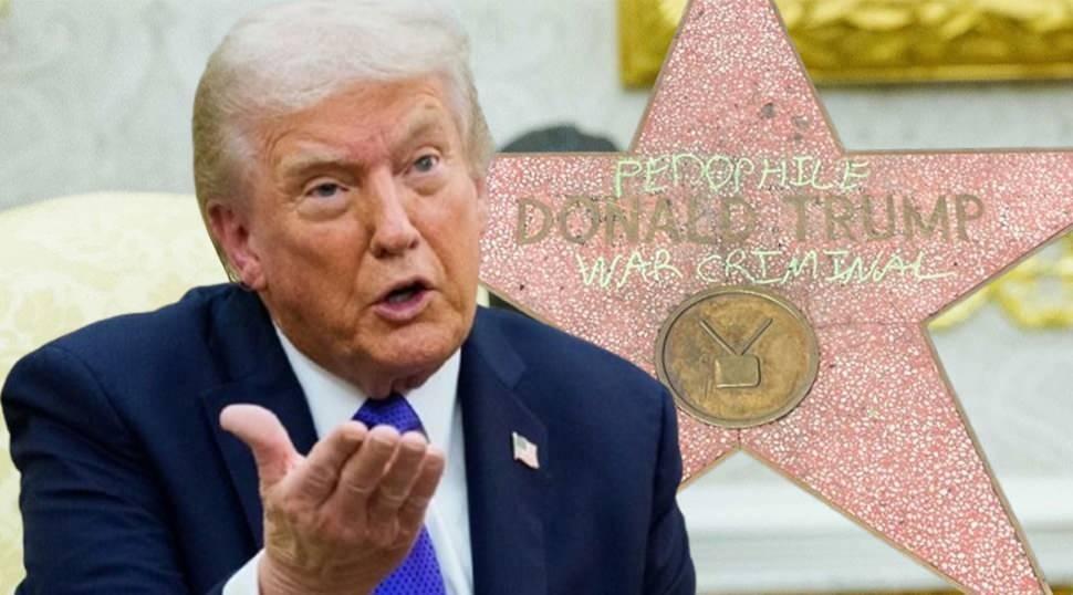 Donald Trump'ın Ş&ouml;hretler Kaldırımı'ndaki yıldızına protesto! 