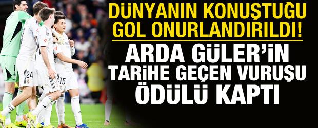 D&uuml;nyanın konuştuğu gol onurlandırıldı! Arda G&uuml;ler'in tarihe ge&ccedil;en vuruşu &ouml;d&uuml;l&uuml; kaptı