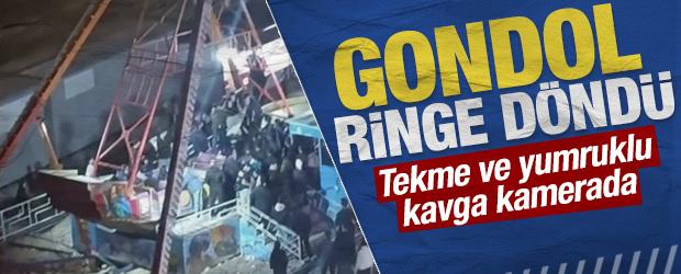 Gondol ringe d&ouml;nd&uuml;: Tekme ve yumruklu kavga kamerada