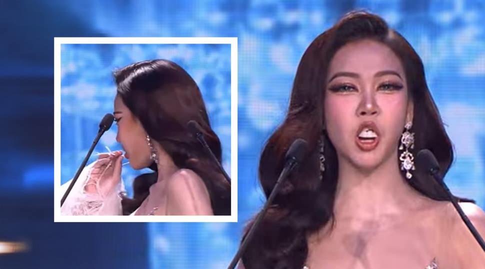 Miss Grand Thailand'da talihsiz kaza: Yarışmacının sahnede protez dişleri d&uuml;şt&uuml;!