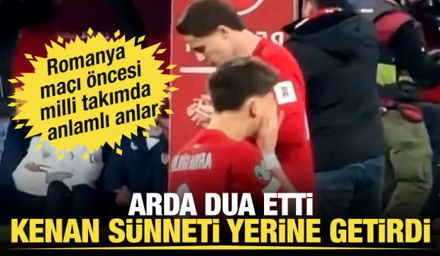 Romanya ma&ccedil;ı &ouml;ncesi dikkat &ccedil;eken anlar: Arda dua etti, Kenan s&uuml;nneti uyguladı