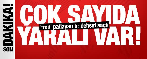 Samsun'da freni patlayan tır dehşet sa&ccedil;tı: Yedi ara&ccedil; birbirine girdi