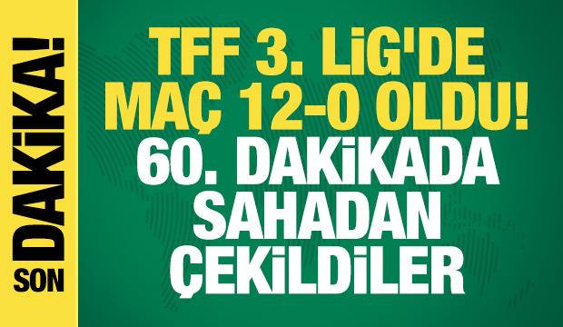 TFF 3. Lig'de ma&ccedil; 12-0 oldu! 60. dakikada sahadan &ccedil;ekildiler