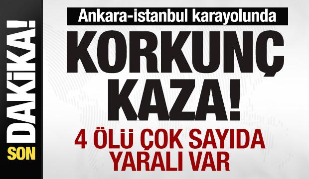 Ankara-İstanbul karayolunda feci kaza: 4 &ouml;l&uuml;, 13 yaralı