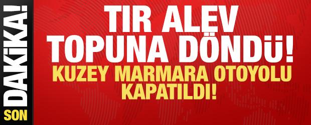 Kuzey Marmara Otoyolu'nda TIR alev topuna d&ouml;nd&uuml;! &Ccedil;ok sayıda ekip b&ouml;lgede