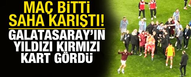 Ma&ccedil; bitti saha karıştı! Galatasaray'ın yıldızı kırmızı kart g&ouml;rd&uuml;